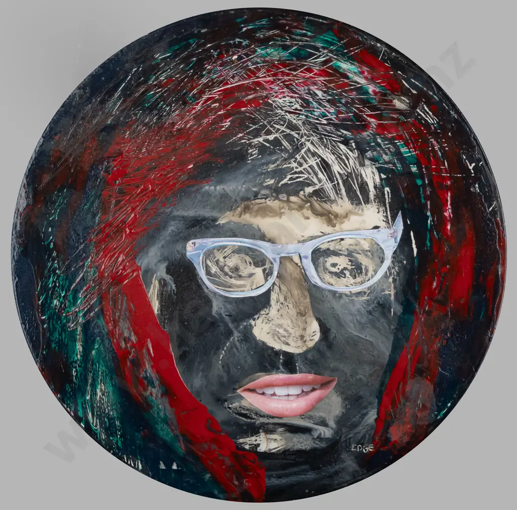 Edge - mixed media on placemat - portrait Diam-240 Image 1++