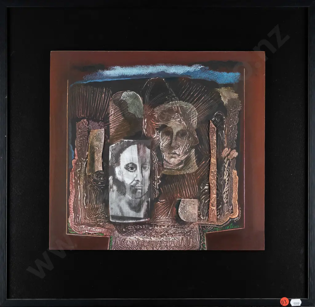 Els Noordhof '91 - framed mixed media "Generations 6" H-330 W-350 Image 1++