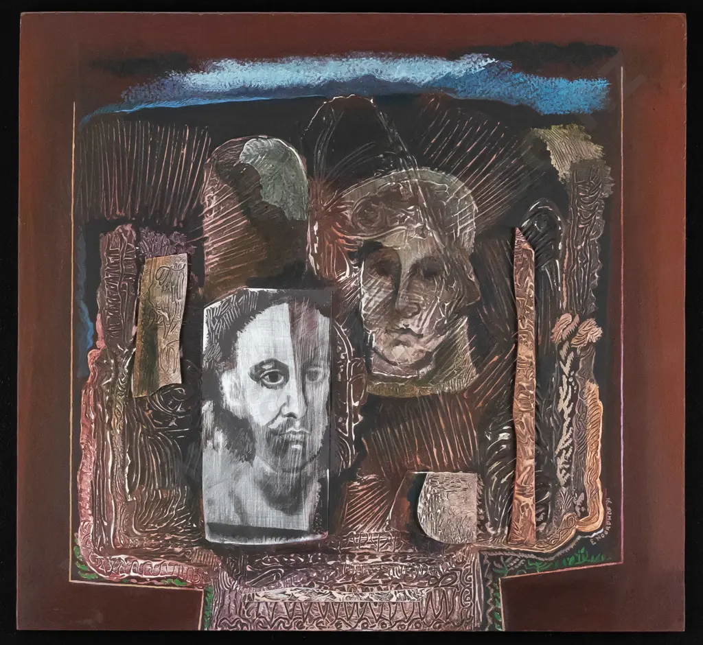 Els Noordhof '91 - framed mixed media "Generations 6" H-330 W-350 Image 1++