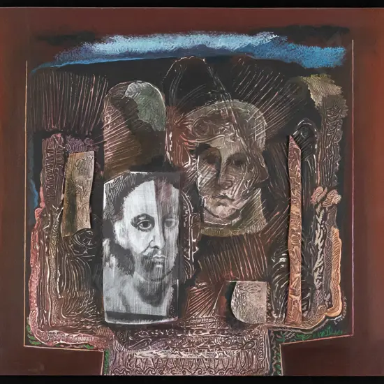 Els Noordhof '91 - framed mixed media "Generations 6" H-330 W-350