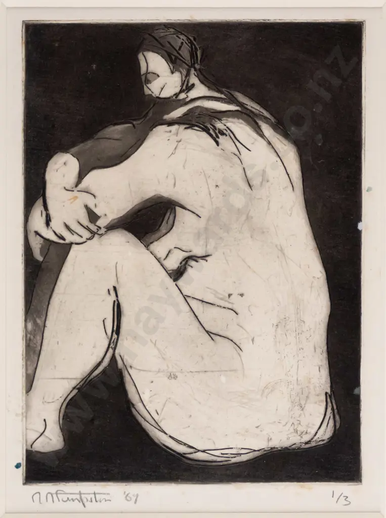 R Fumpston? '69 - 2x framed etchings H-360 W-110 Image 1++