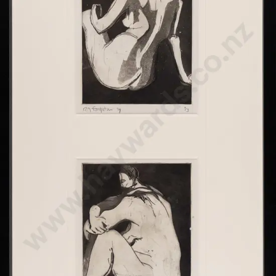 R Fumpston? '69 - 2x framed etchings H-360 W-110