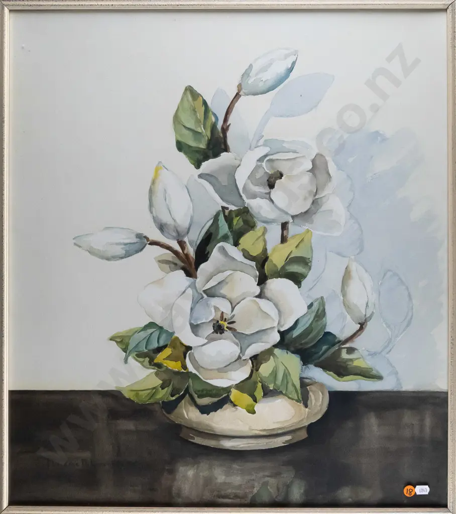 Florence Luxford - framed watercolour - mangnolias H-620 W-540 Image 1++
