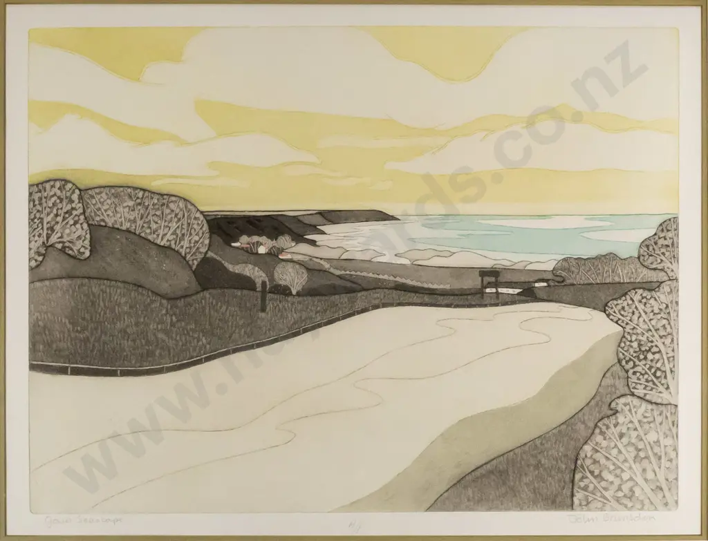John Brunsden - framed ltd edition print  A/P "Gower Seascape" H-440 W-590 Image 1++
