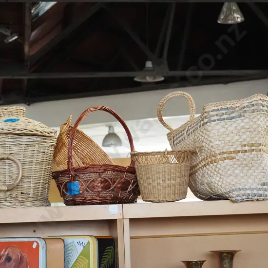 assorted cane baskets