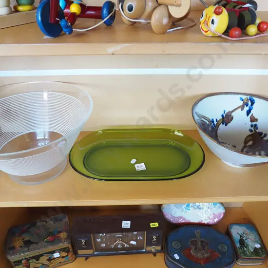 studio pottery, glass bowl, green dish etc