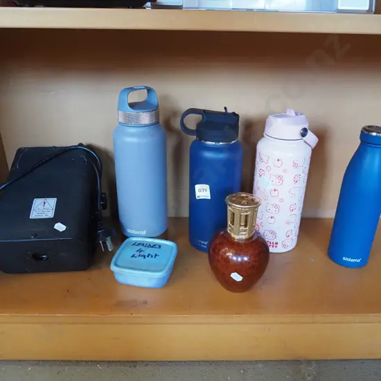 thermoses, scent bottle, laser light with additional lenses