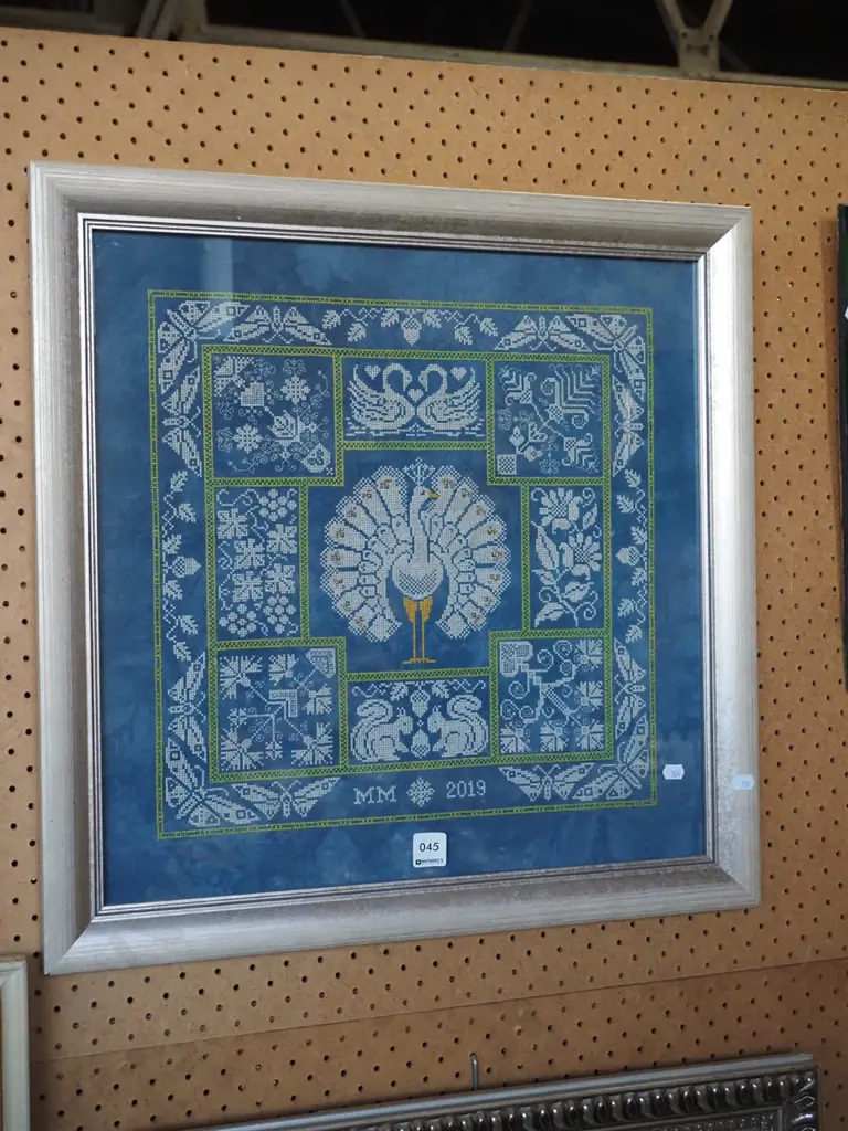 framed peacock needlework Image 1++