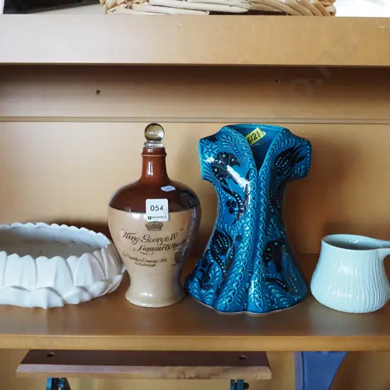 Spode lily pad vase, whisky bottle, cup etc