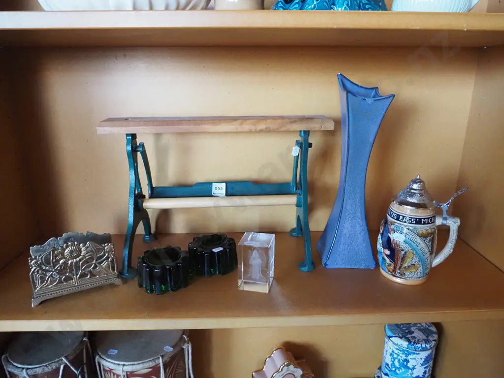 shelf; brass letter holder, paper roll dispenser, glass feet etc Image 1++