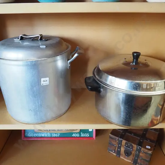 aluminium stock, large stainless steel pot