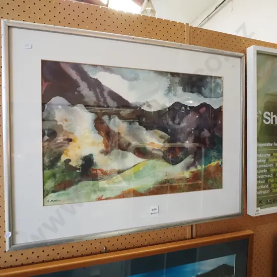 K Hunter - framed watercolour - landscape