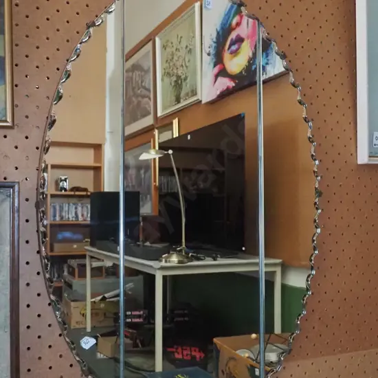 segmented oval scalloped edge wall mirror