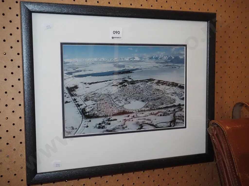 framed aerial photograph Twizel ? in snow Image 1++