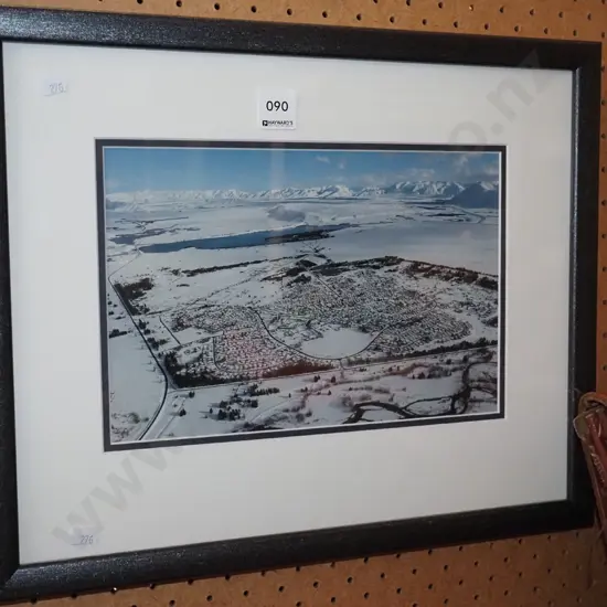 framed aerial photograph Twizel ? in snow