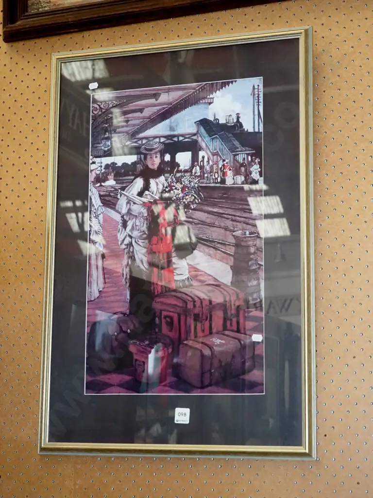 framed Tissot print - Waiting at the Station Image 1++