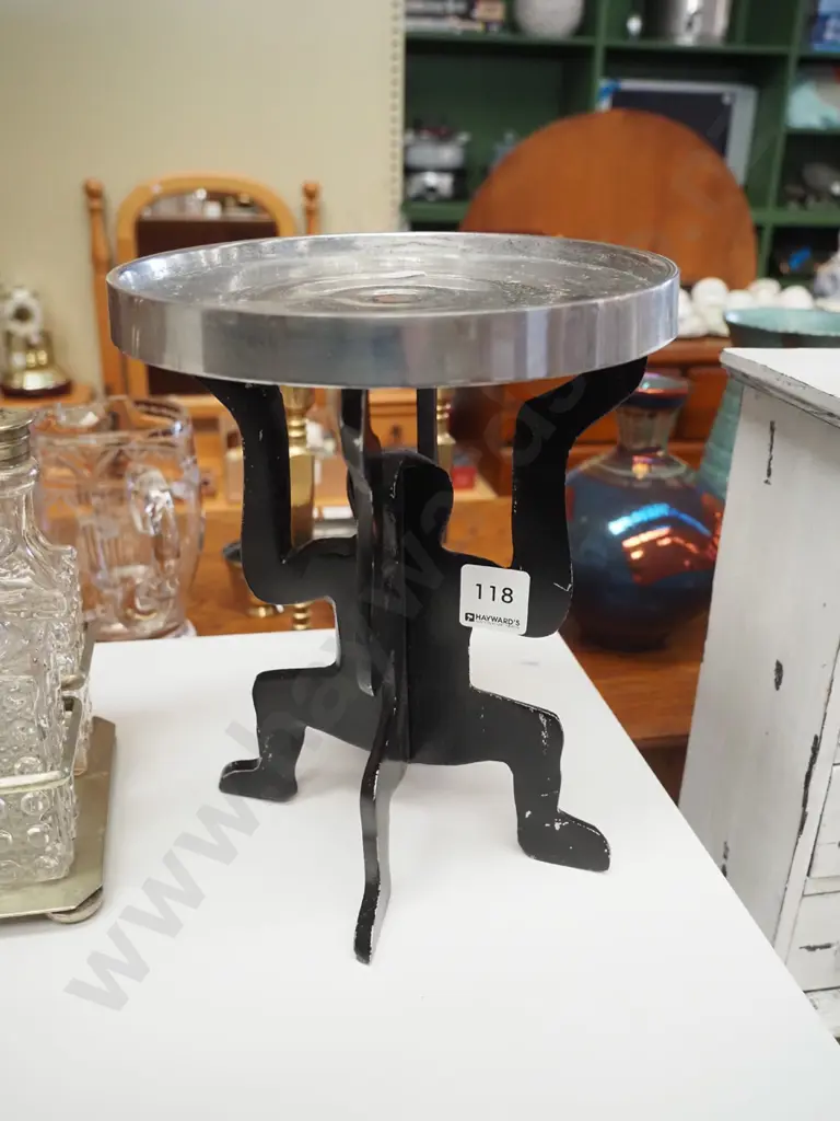 cast and turned aluminium figural jardiniere stand Image 1++