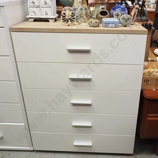 mdf melteca 5 drawer tall boy H-1080 W-800 D-400