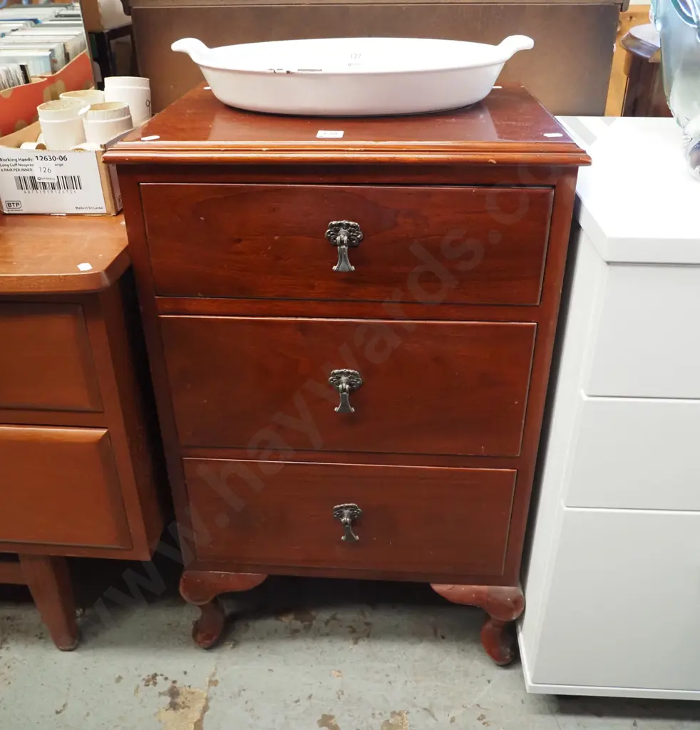 mahogany cab leg bedside cabinet Image 1++