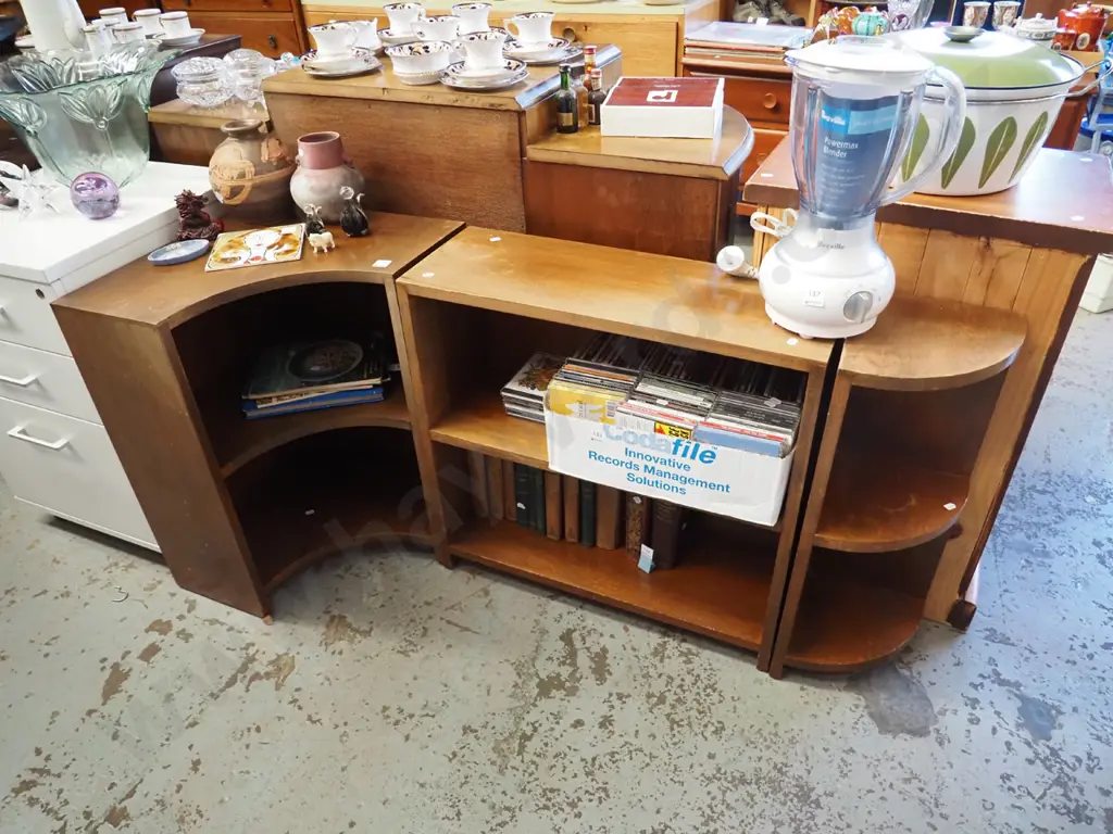 solid wood corner 3 piece modular bookcase - some fading to varnish H-650 W-1400 D-490 Image 1++