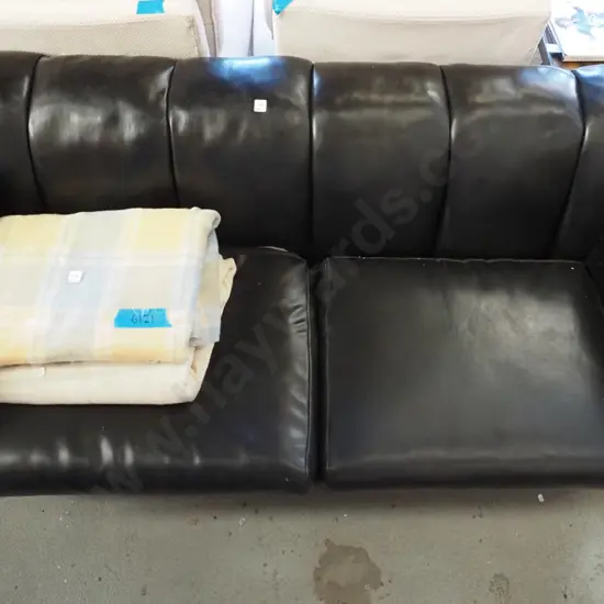 black vinyl chesterfield 2 seater - needs attention