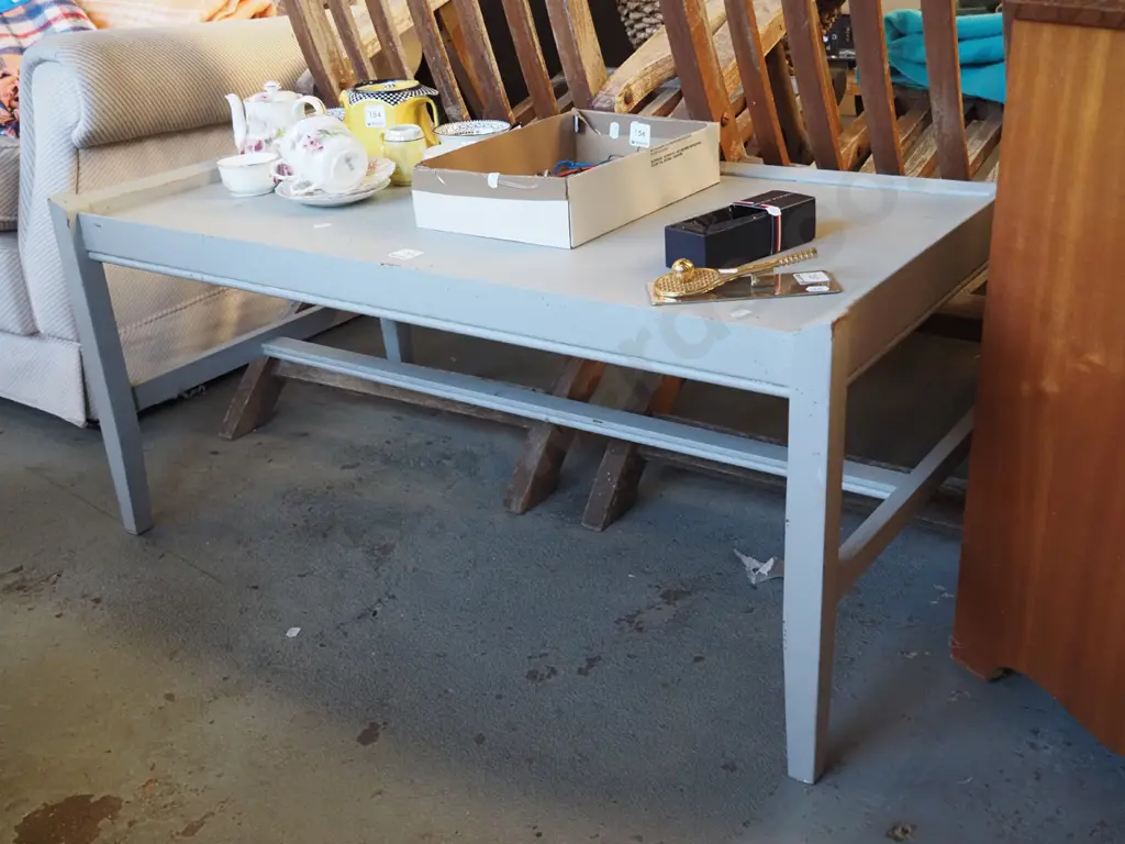 grey painted wooden coffee table Image 1++