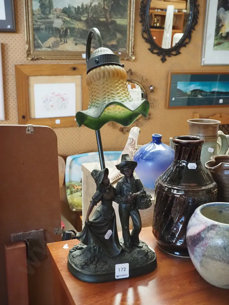 reproduction cast metal figural table lamp Image 1++