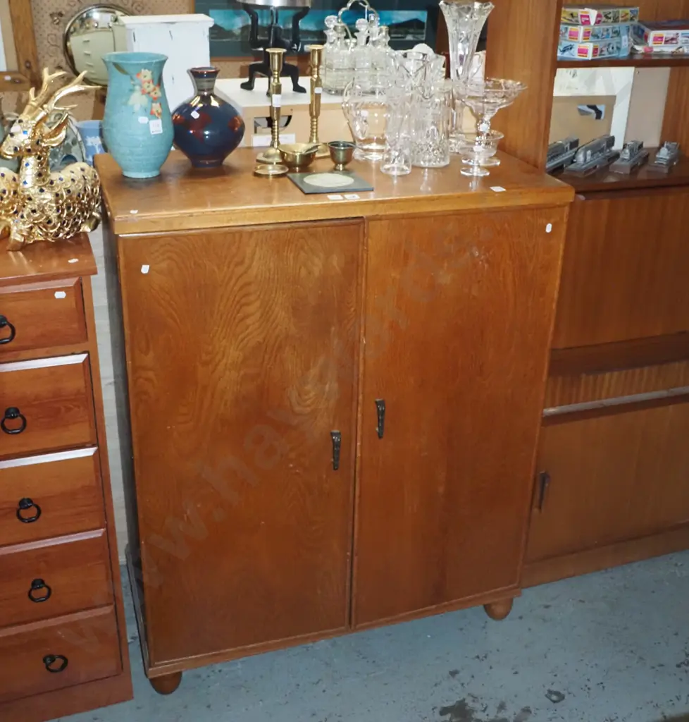 deco oak 2 door wardrobe H-1140 W-925 D-470 Image 1++