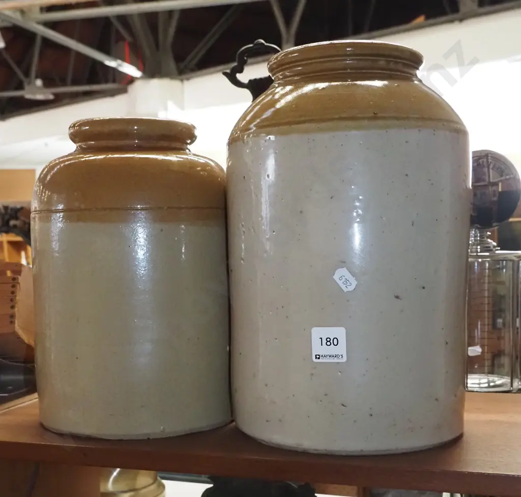 2x stoneware wide mouth crocks Image 1++