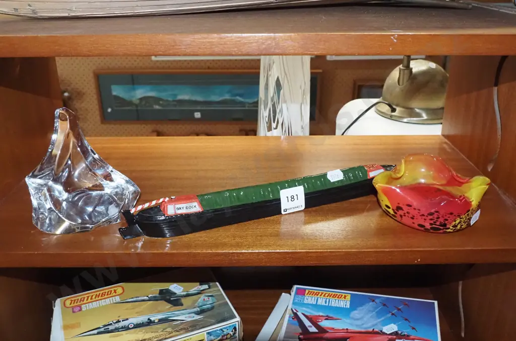 ceramic model canal boat, studio glass ornament, bowl Image 1++
