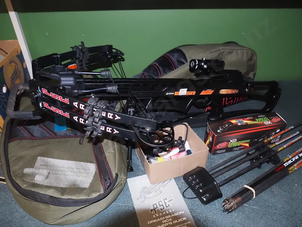 PSE Archery Dream Season RDX cross bow with soft carry case, bolts, 2x scaopes Image 1++