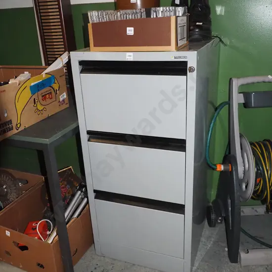 Precision lockable 3 drawer filing cabinet- key in office