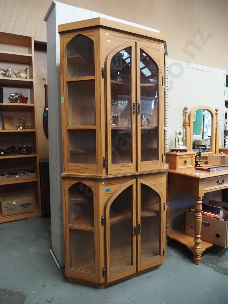 mdf faux wood veneer 4 door display cabinet H-1860 W-980 D-430 Image 1++