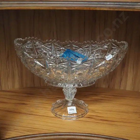 large cut crystal footed vase - has repair H-210