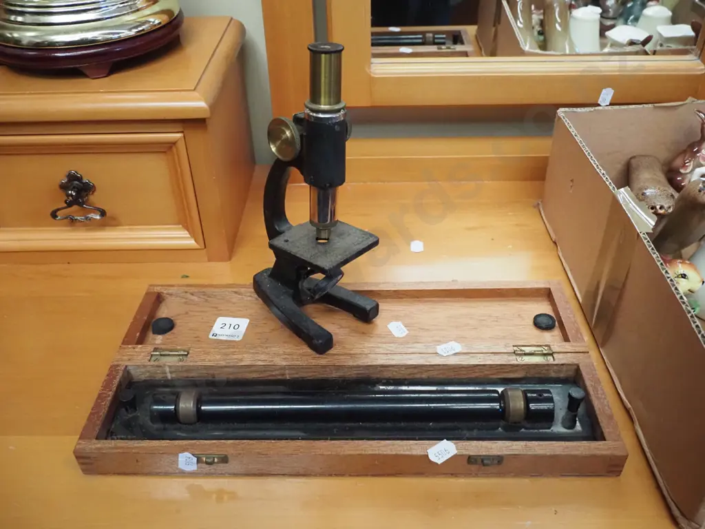 vintage cased measuring ruler, small microscope Image 1++