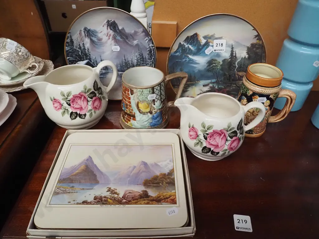 cabinet plates, jugs, beer mugs, placemats Image 1++