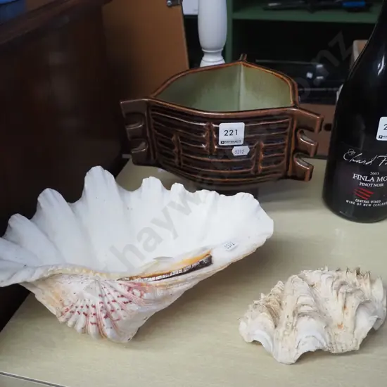 ikebana vase, 2 seashells