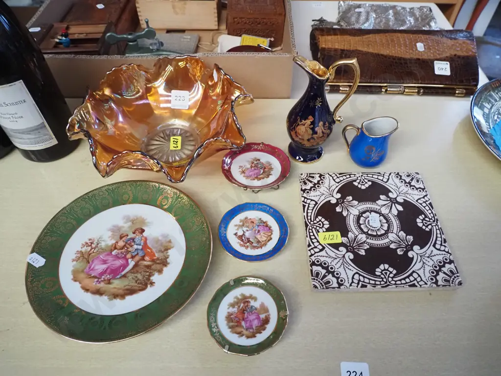 carnival glas, vases, Limoges dish, ceramic tile Image 1++