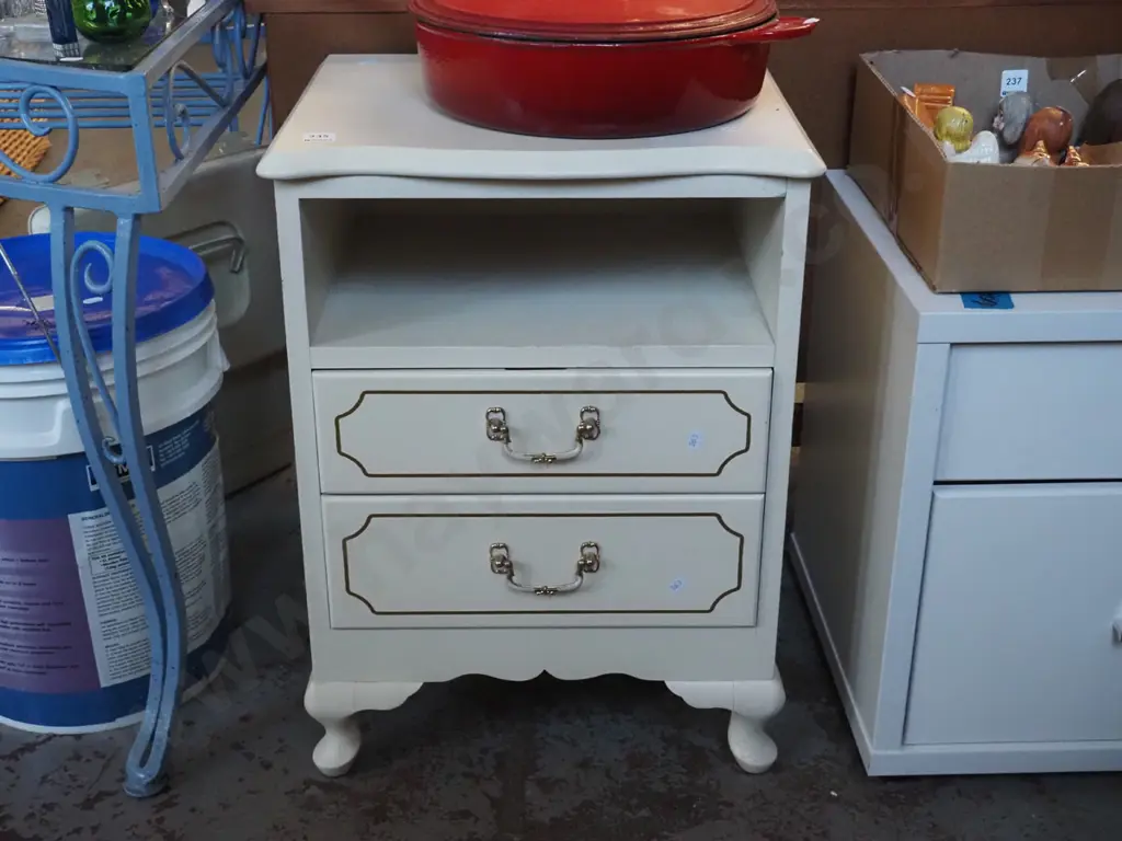 white painted 2 drawer bedside cabinet Image 1++