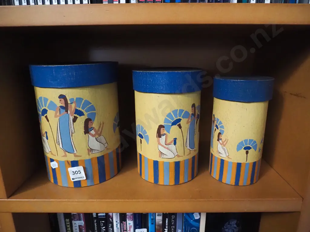 3x Egyptian themed canisters Image 1++