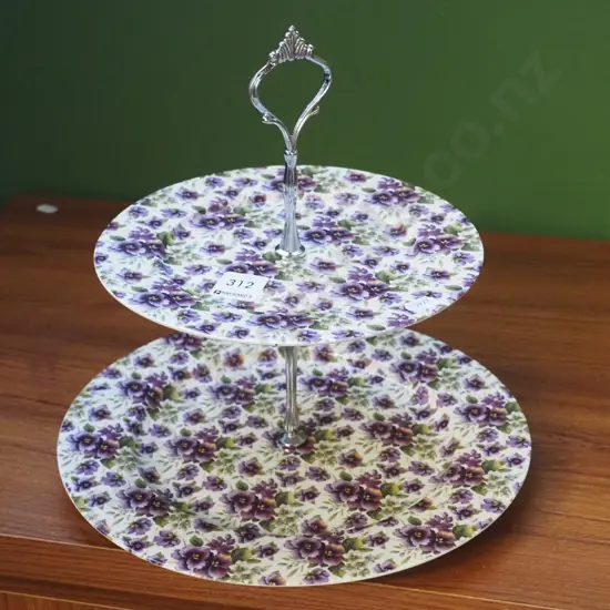 Stevens floral 2 tier cake plate