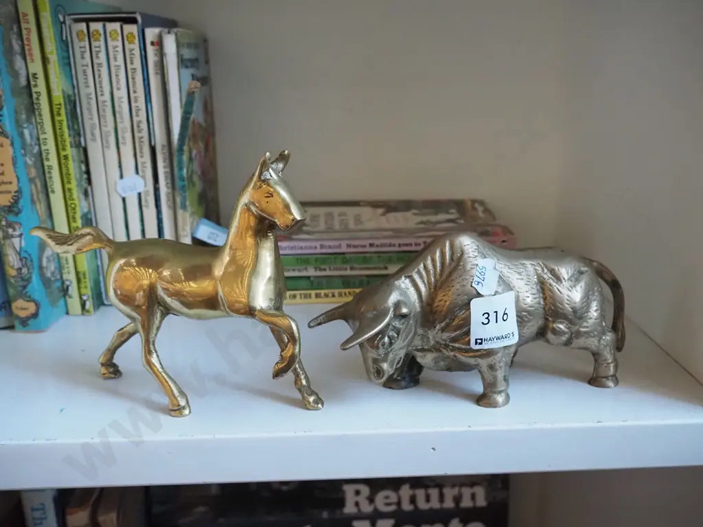 brass bull and horse figurines Image 1++