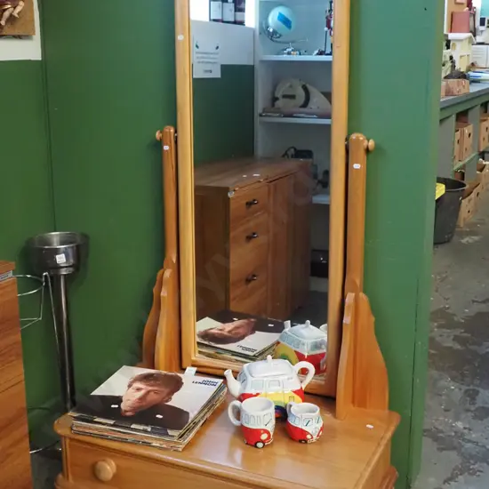 solid rimu 2 drawer full length cheval dressing mirror