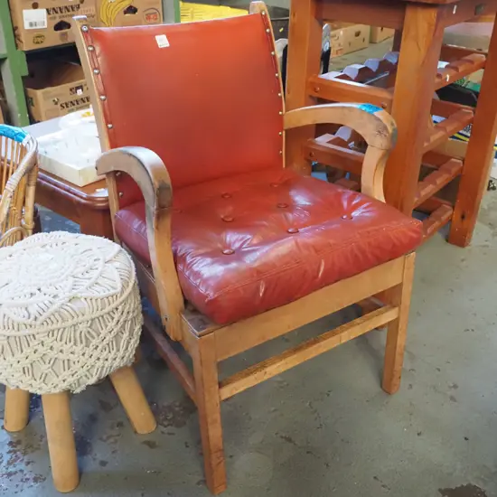 wood and vinyl chair