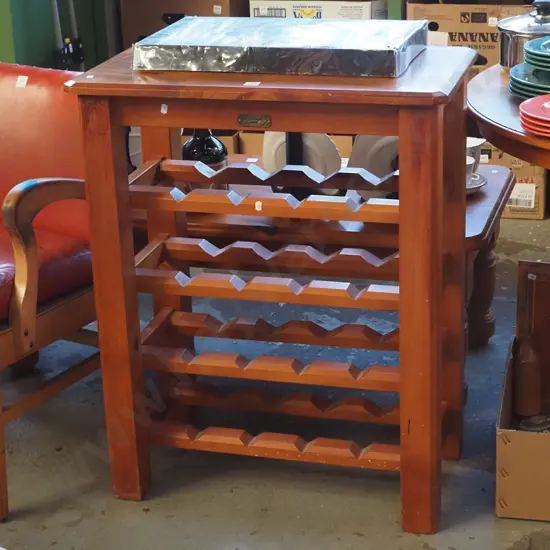 recycled rimu table/ wine rack H-850 W-690 D-400