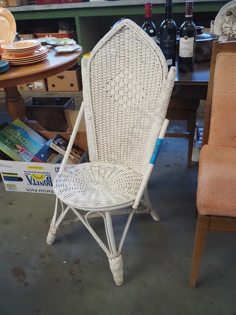 white painted cane shield back chair Image 1++