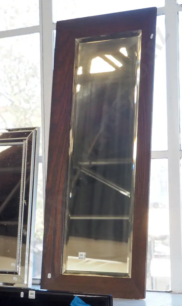 oak framed bevelled edge wall mirror Image 1++