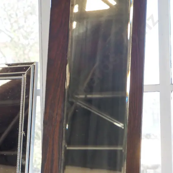 oak framed bevelled edge wall mirror