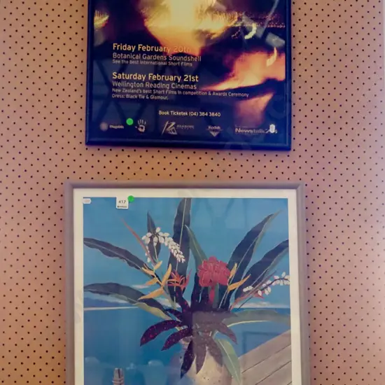 framed poster print - short film festival, framed print - still life flowers - green dots