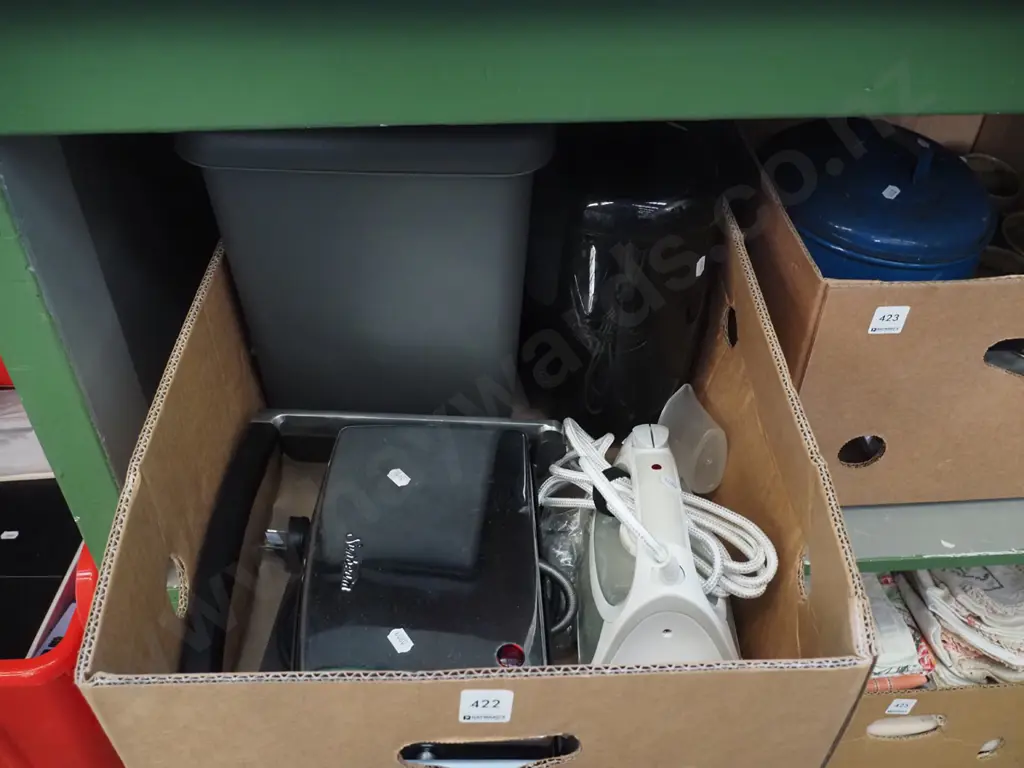box; toastie pie machine, iron, flip top rubbish bin etc Image 1++